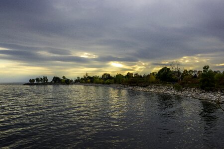 Lake skies gray lake