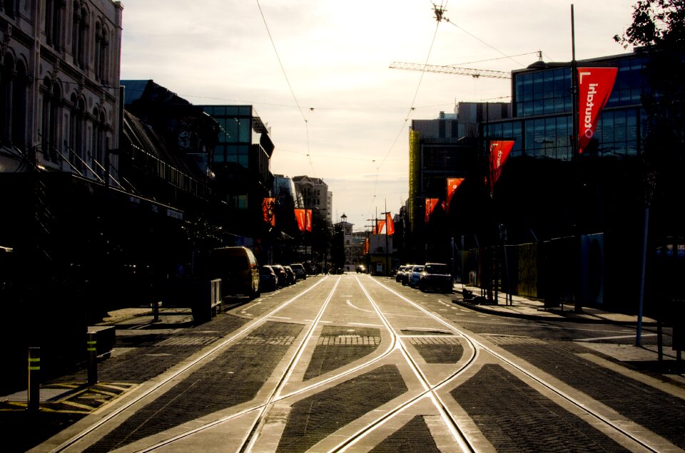 Sunlight on tram tracks new regent street precinct new regent street