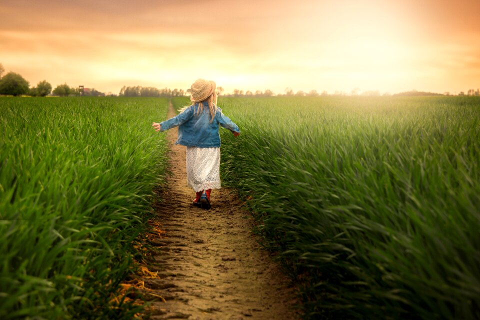 Playful sunset girl
