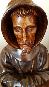 Woodcarving faith monk