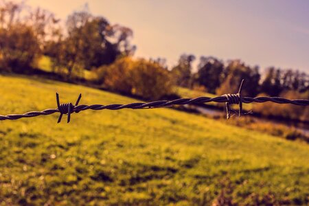 Barbed wire fencing demarcation photo