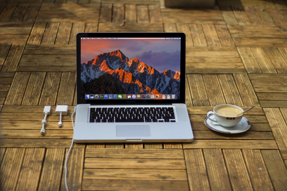 Macbook coffee computer
