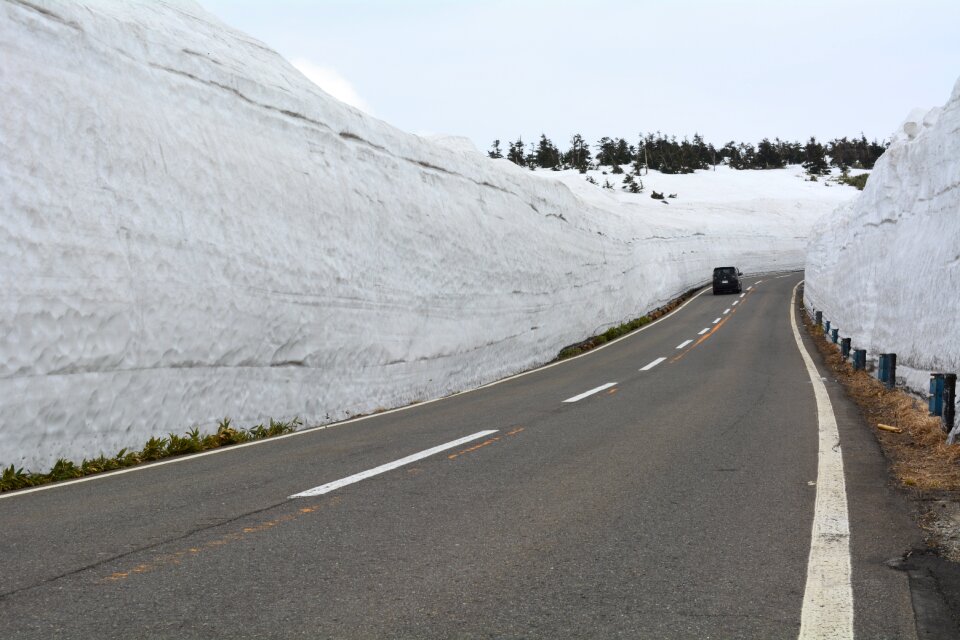 A corridor of snow mountain snow