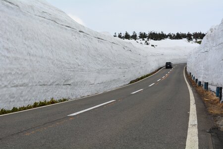 A corridor of snow mountain snow