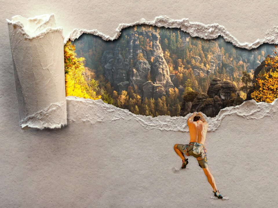 Climber mountaineer steep