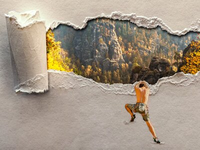 Climber mountaineer steep