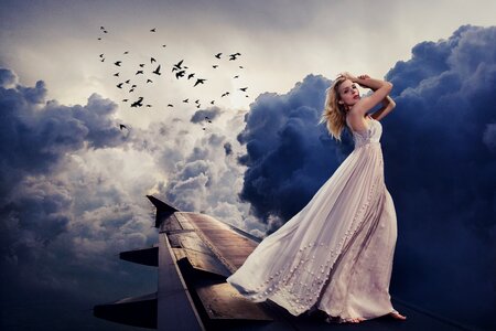Clouds sky girl