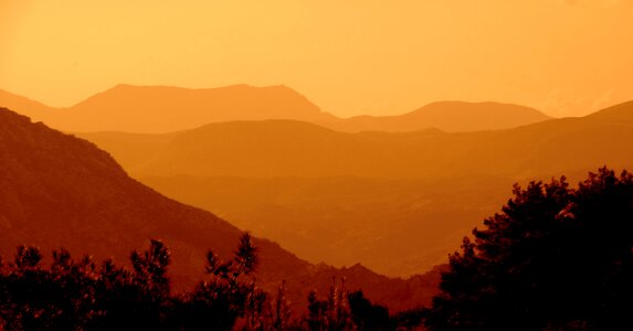 Dawn panoramic mountain photo