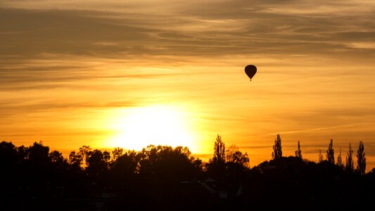 Evening hot air balloon landscape photo