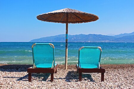 Beach greece sun bed photo