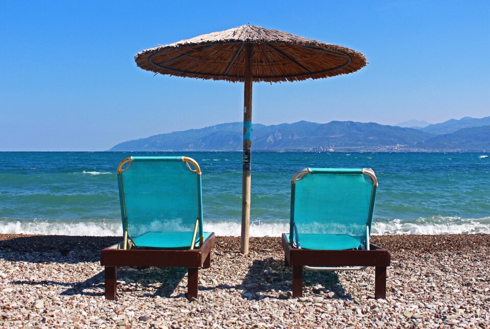 Beach greece sun bed
