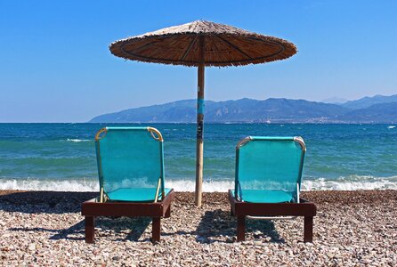 Beach greece sun bed photo