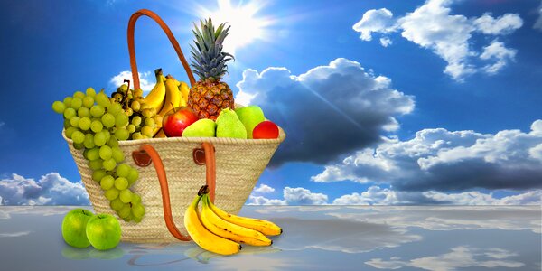 Fruit basket purchasing healthy photo