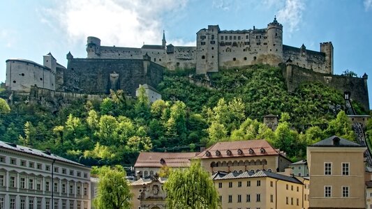Town castle mountain view