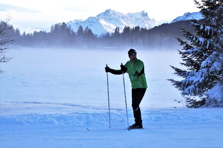 Lake frozen snow