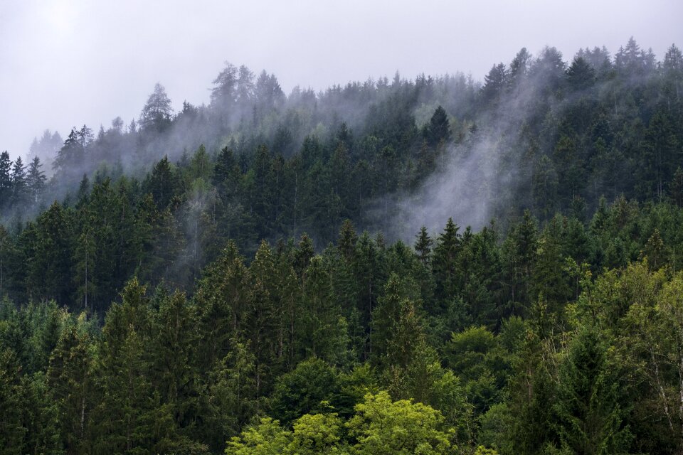 Haze evaporation mountains