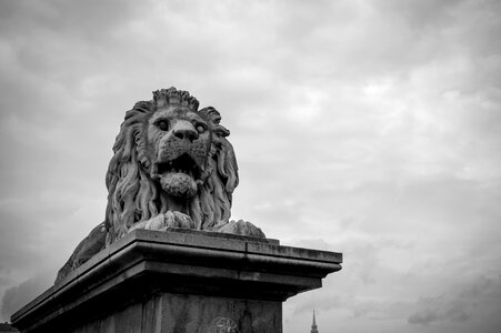 Lion sculpture river