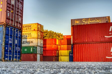 Stacked container terminal container handling photo