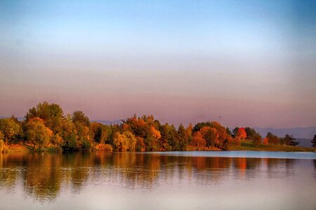 Dam autumn sunset