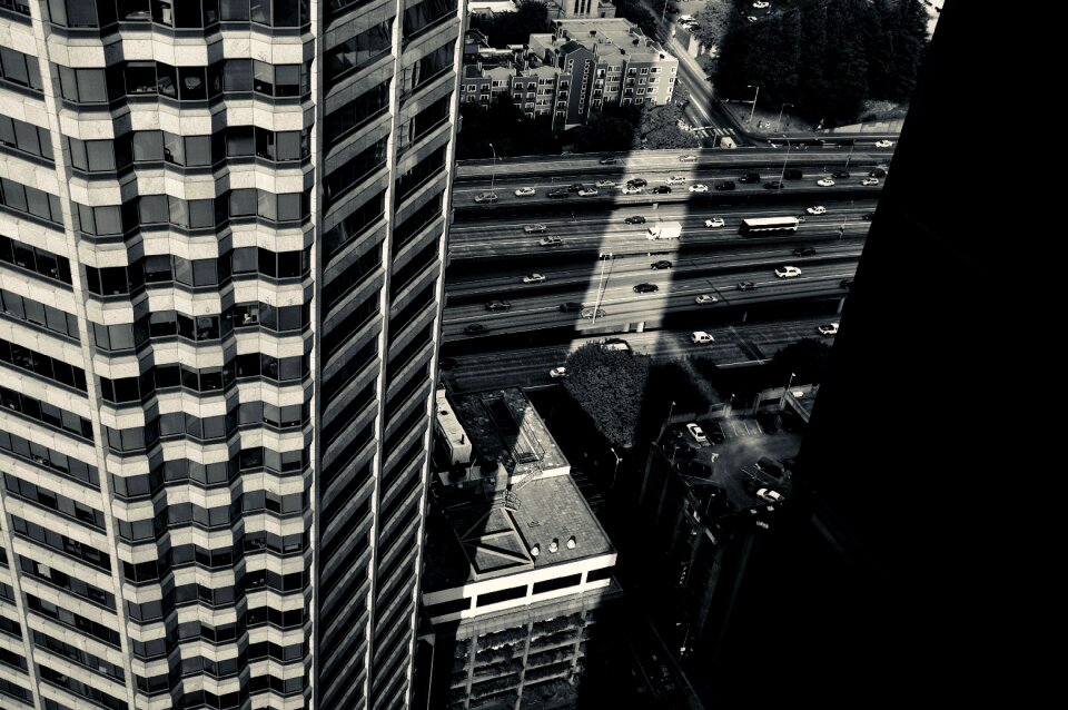 Skyscrapers incidence of light black and white