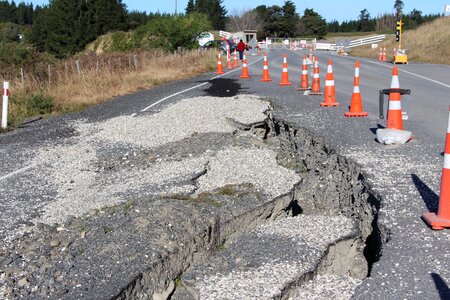 Earthquake damage cones photo