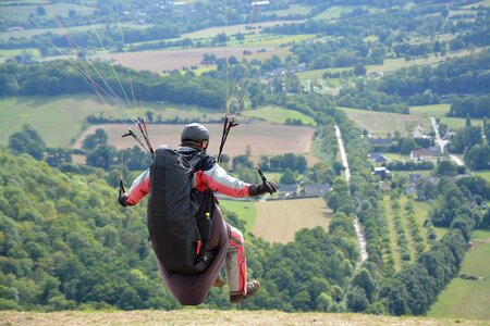 Seat of a paraglider pilot free flight clécy normandy france