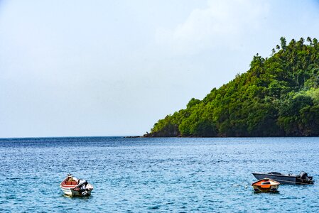 Caribbean sea st vincent and the grenadines rowboat