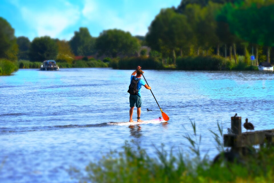Paddleboarding standing water