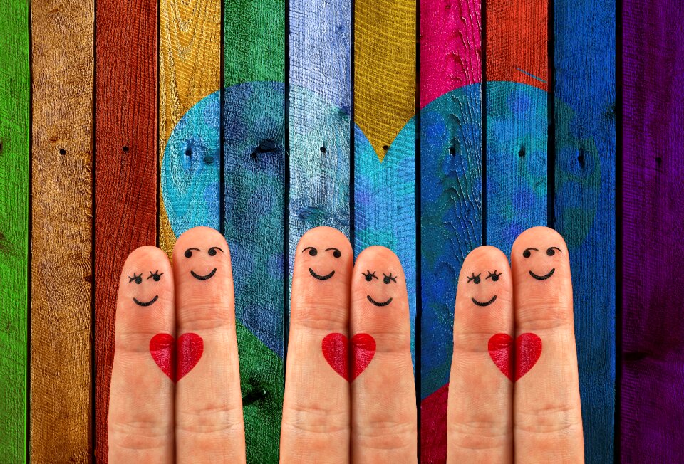 Heart finger colored