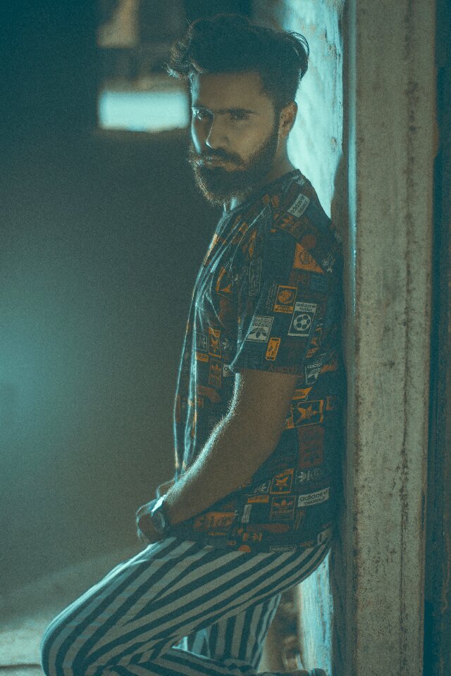 Leaning beard hipster