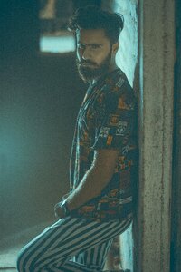 Leaning beard hipster