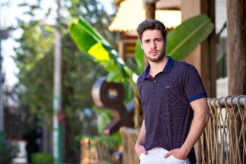 Boy model outdoors