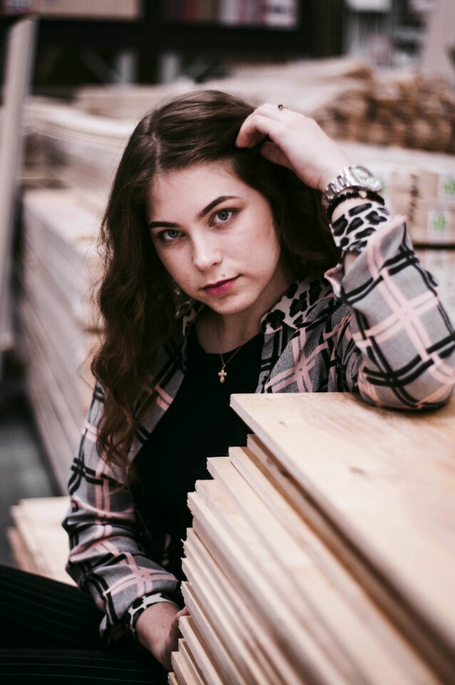 Girl wood lumbermill