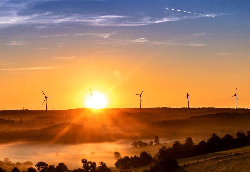 Sun wind turbines wind energy