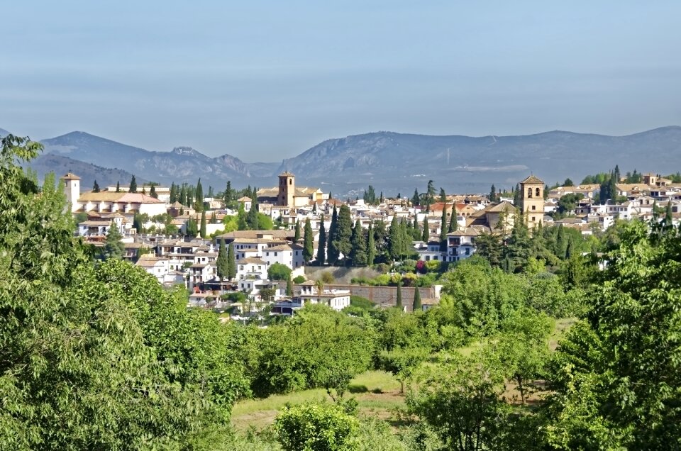 Landscape city mountains