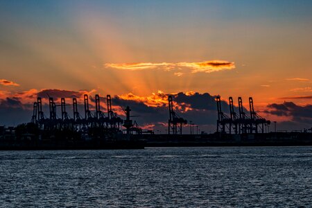 Landungsbrücken container cranes water photo