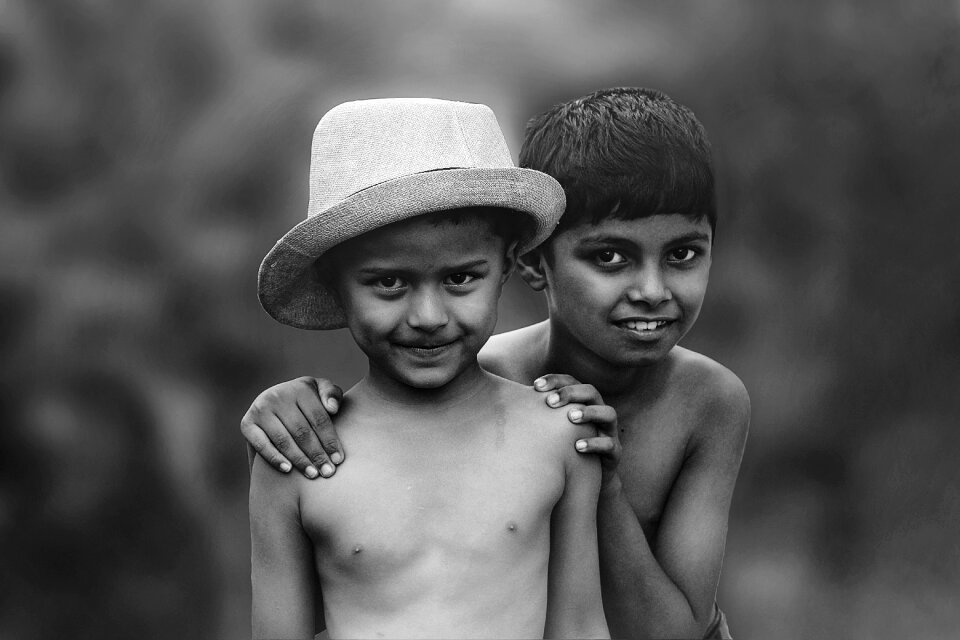 People smile two boys