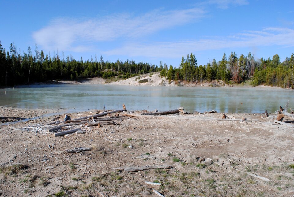 Hot spring yellowstone landscape