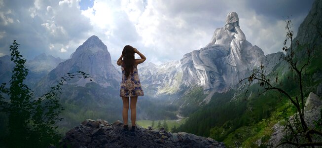 Girl view landscape