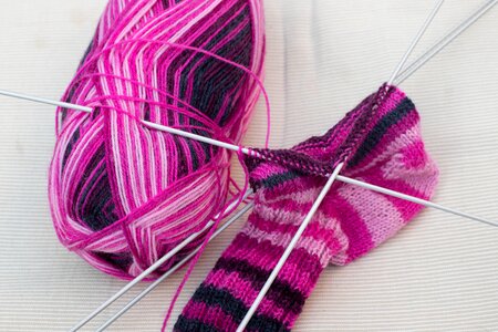 Wool knitting needle crafts photo