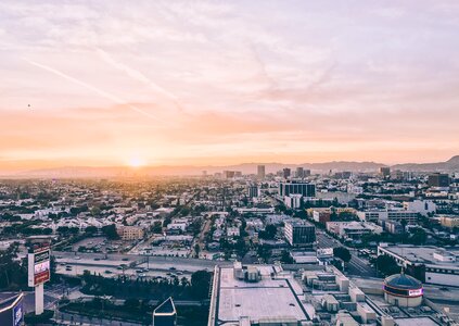 Sunset mountains downtown la