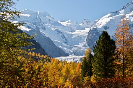 Trees mountains autumn mood photo