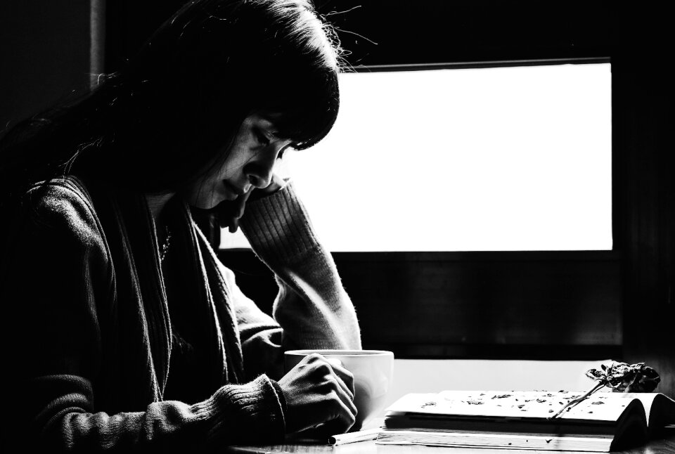 Book coffee black and white