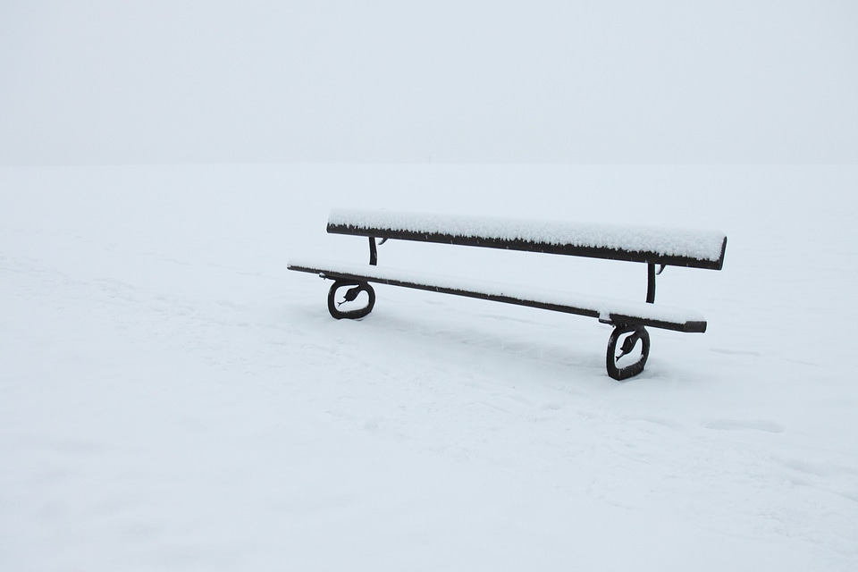 Abandoned alone bench photo
