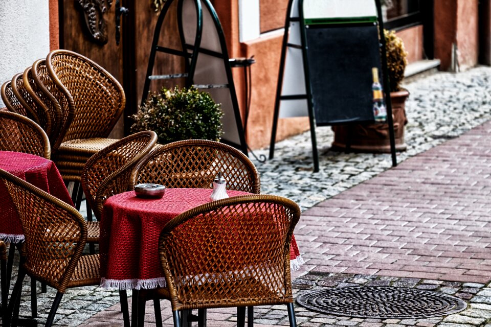 Cafe downtown pedestrian zone