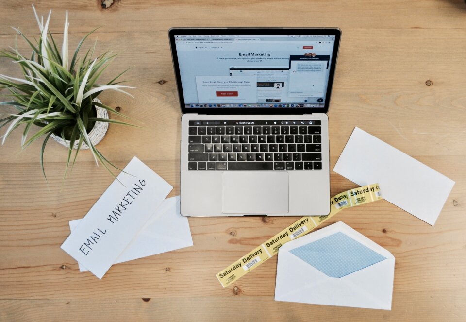 Business flatlay computer