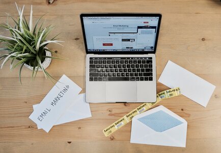 Business flatlay computer photo