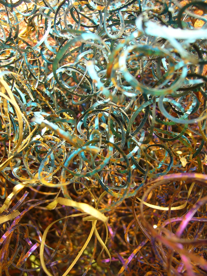 Metal chips blue