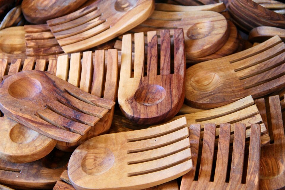 Wooden cutlery salad servers kitchen cutlery