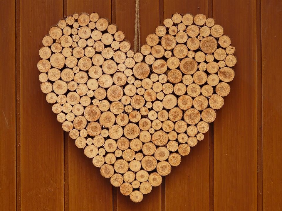 Heart love wooden heart